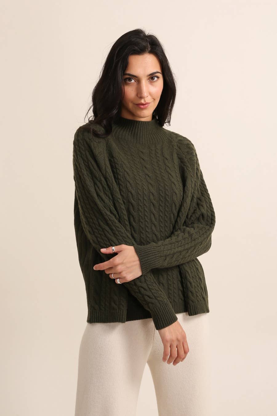 MAGLIONE A TRECCE IN CASHMERE E LANA