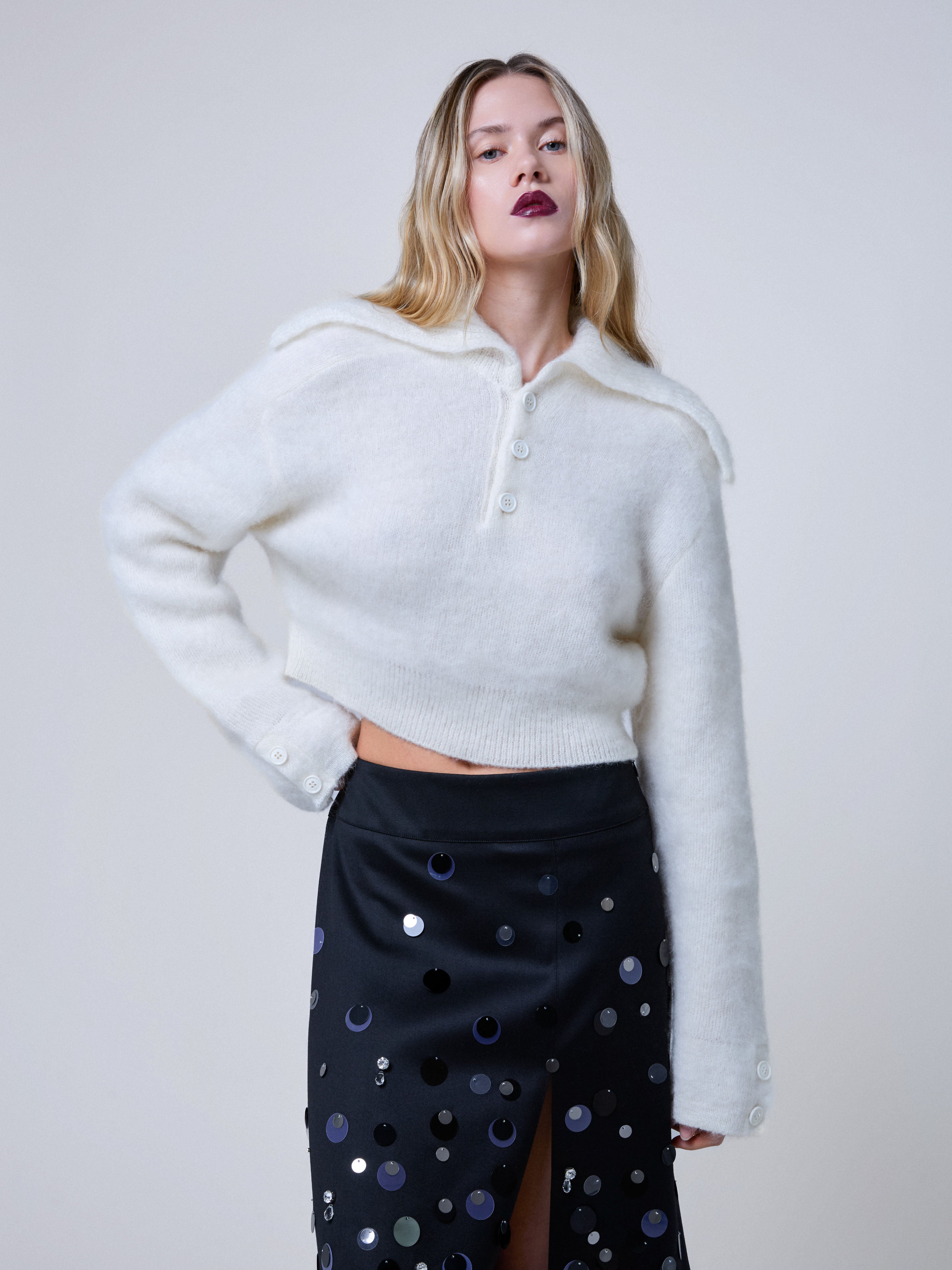 Zoe Crop Sweater Winter White