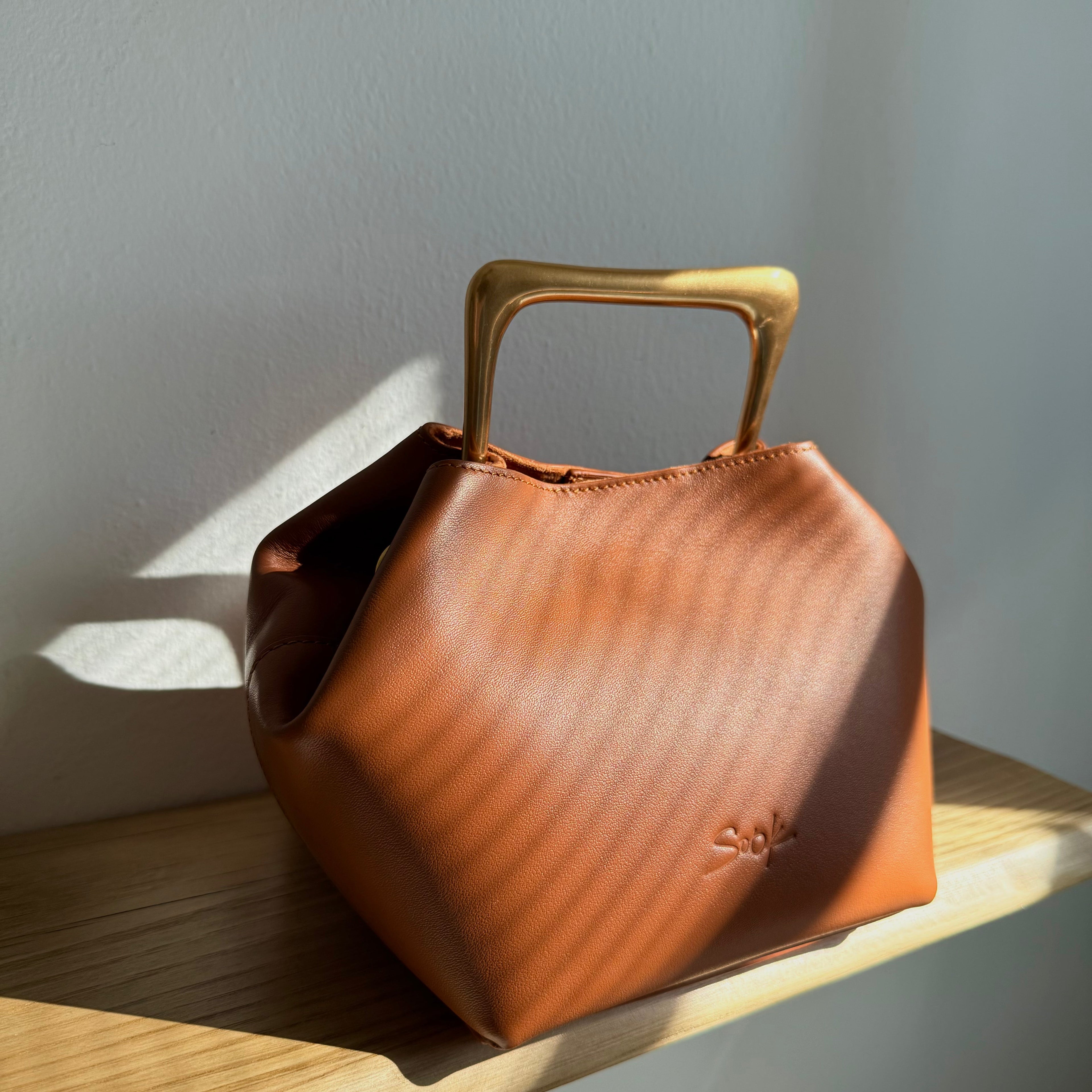 Sora - Metallic Handheld Bag Shoulder Bag Brown