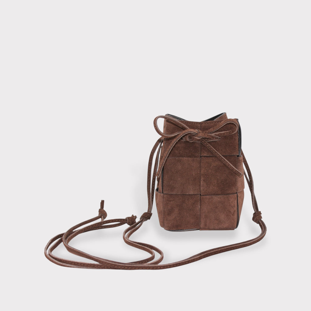 Emi - Suede Leather Handmade Drawstring Woven Crossbody Bag