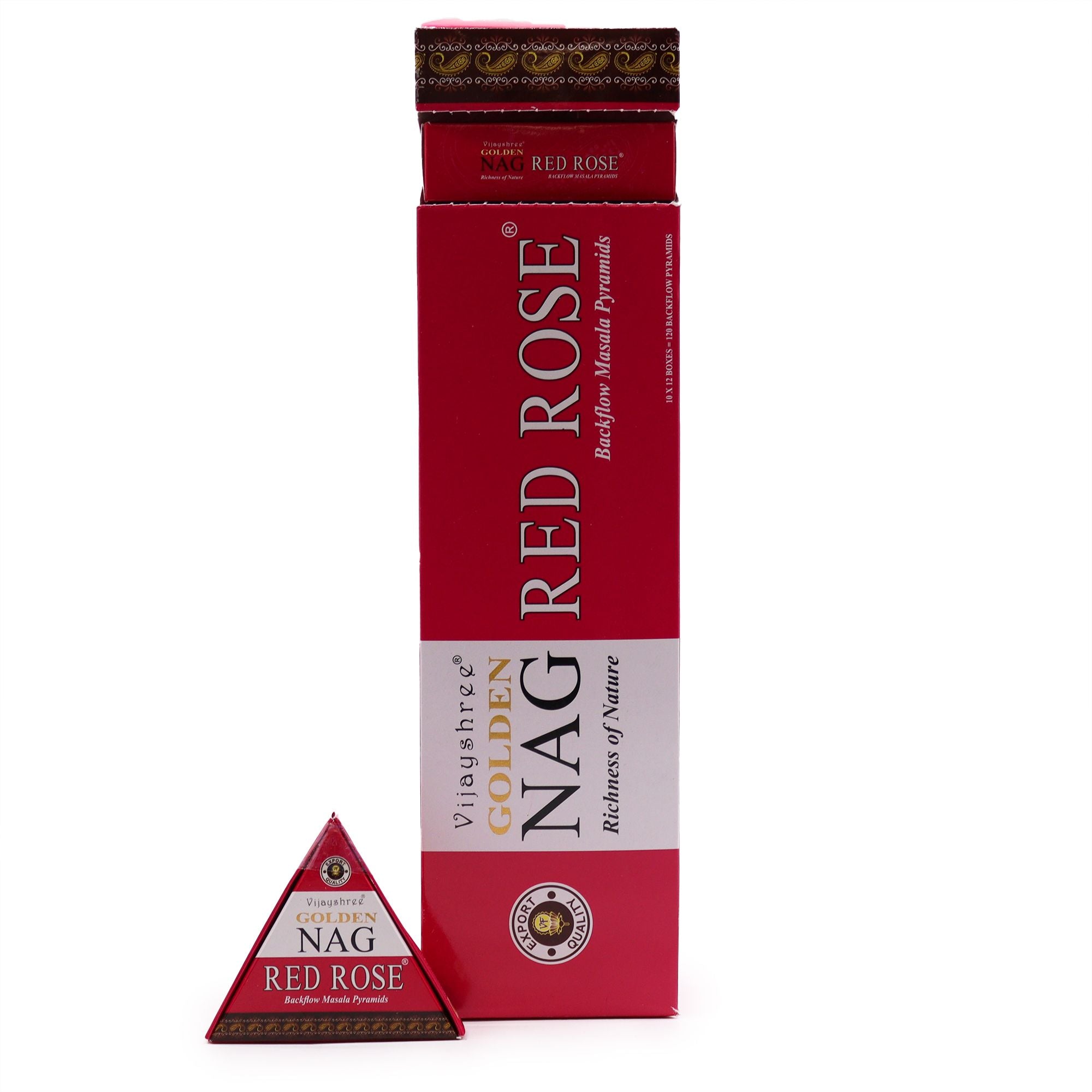 Jumbo Golden Nag - Red Rose Back Flow Incense Cones