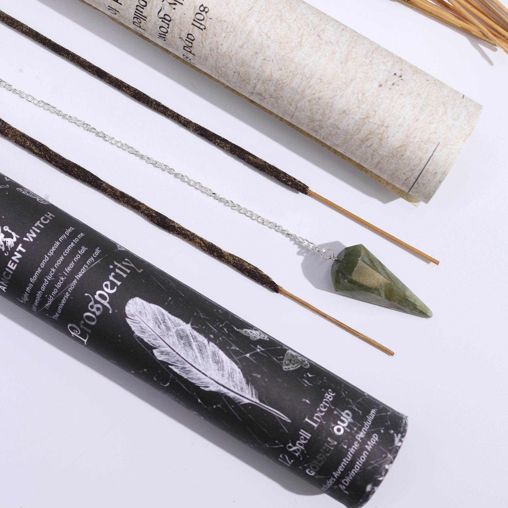 Ancient Witch Spell Incense + Aventurine Pendulum | Prosperity