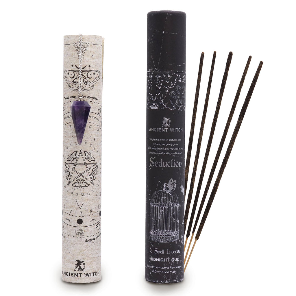 Ancient Witch Spell Incense + Amethyst Pendulum | Seduction