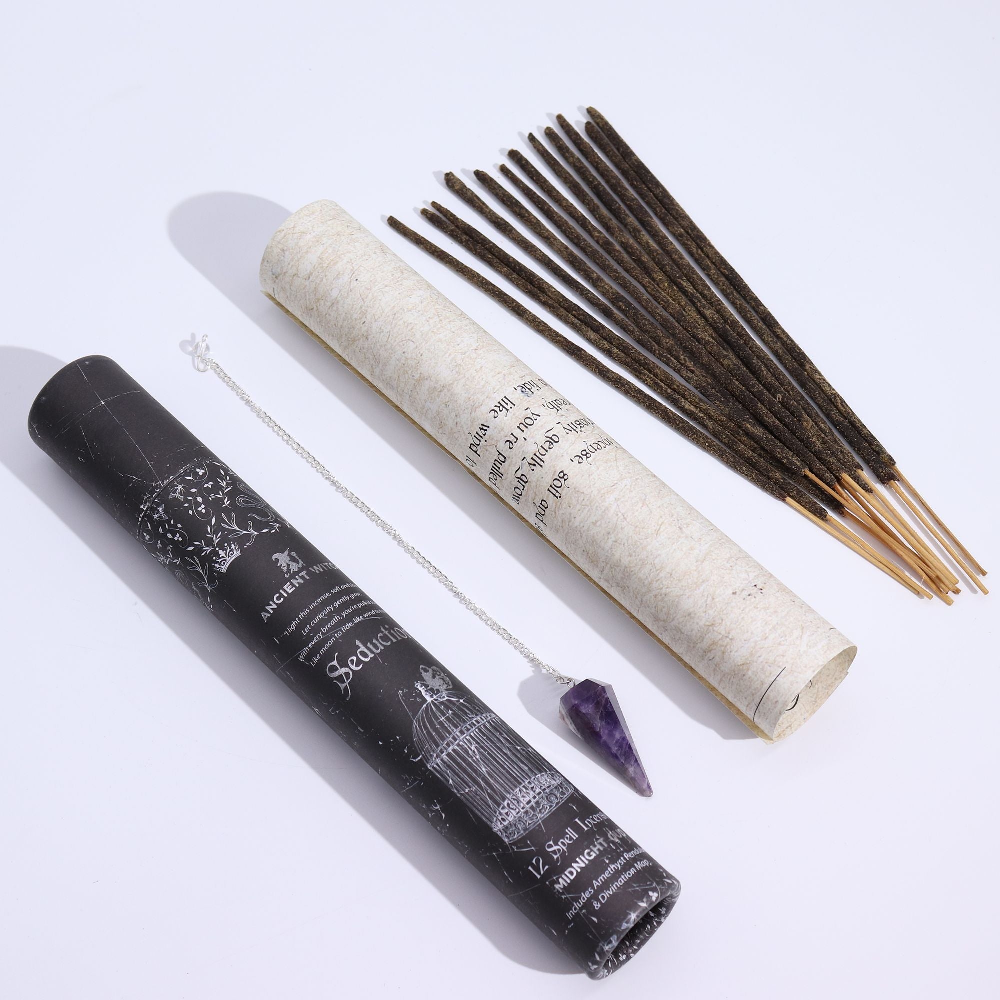 Ancient Witch Spell Incense + Amethyst Pendulum | Seduction