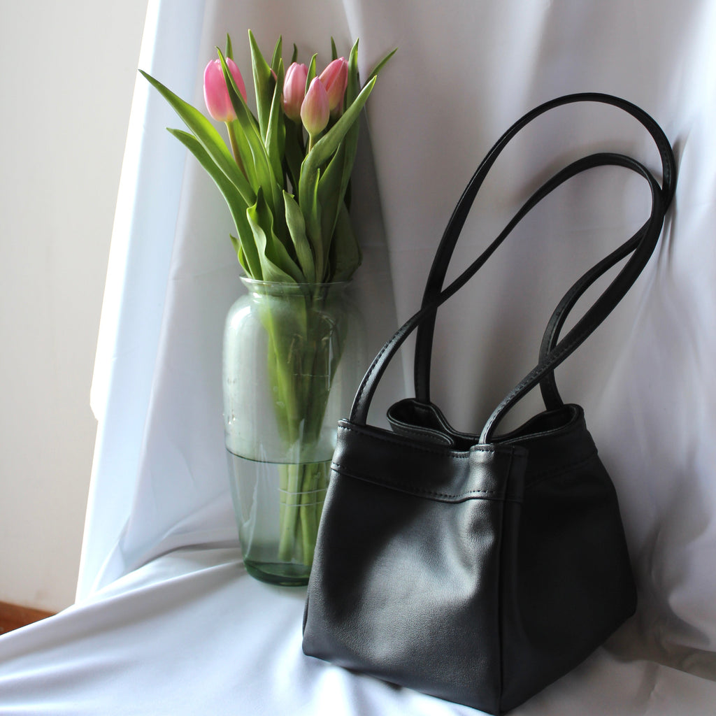 Cube - Cacti Vegan Leather Midi Bag Black