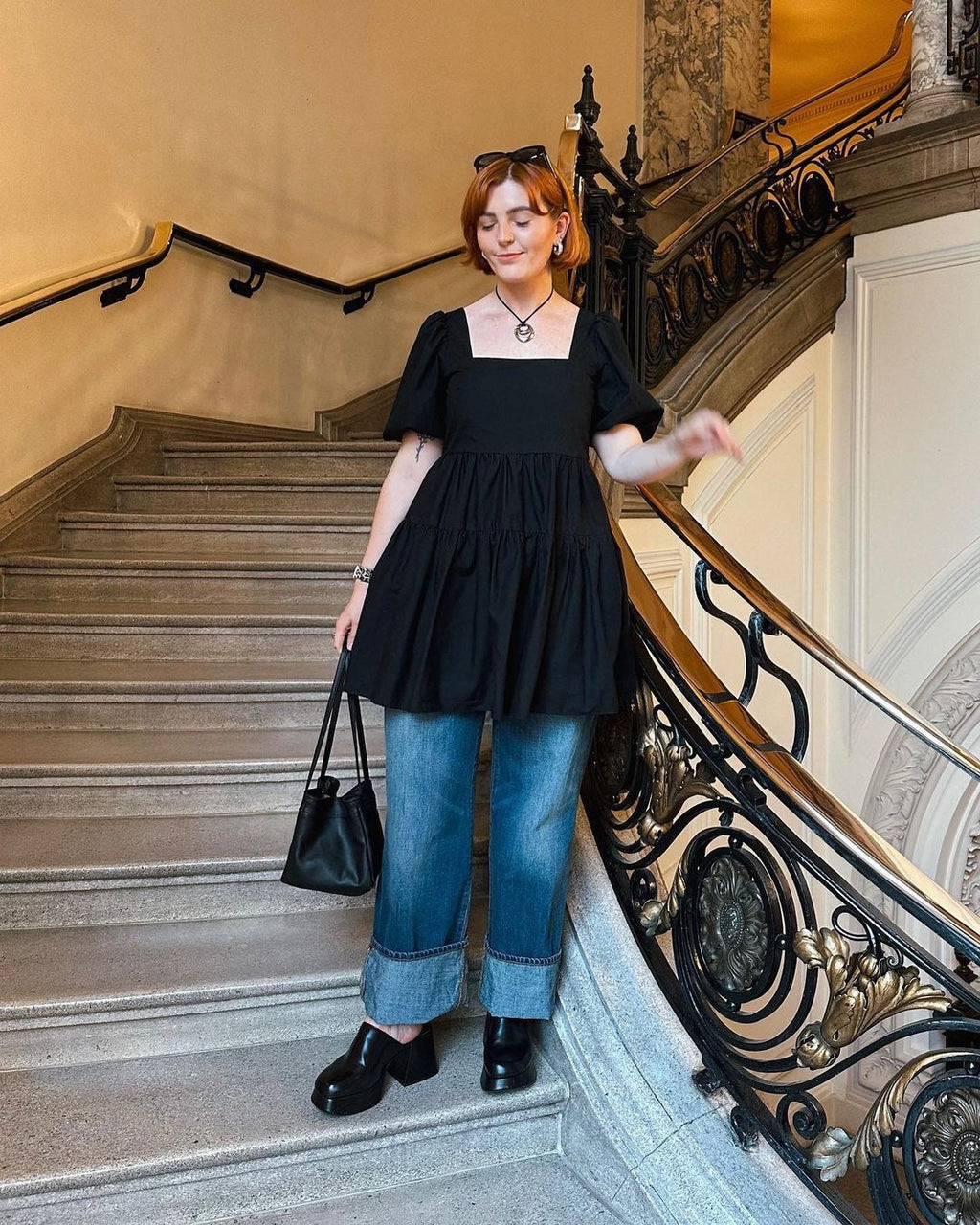 Cube - Cacti Vegan Leather Midi Bag Black