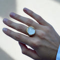 Leda | Handcrafted white ceramic ring with gold luster
