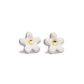 Margherita | Handcrafted white floral ceramic stud earrings with golden detail