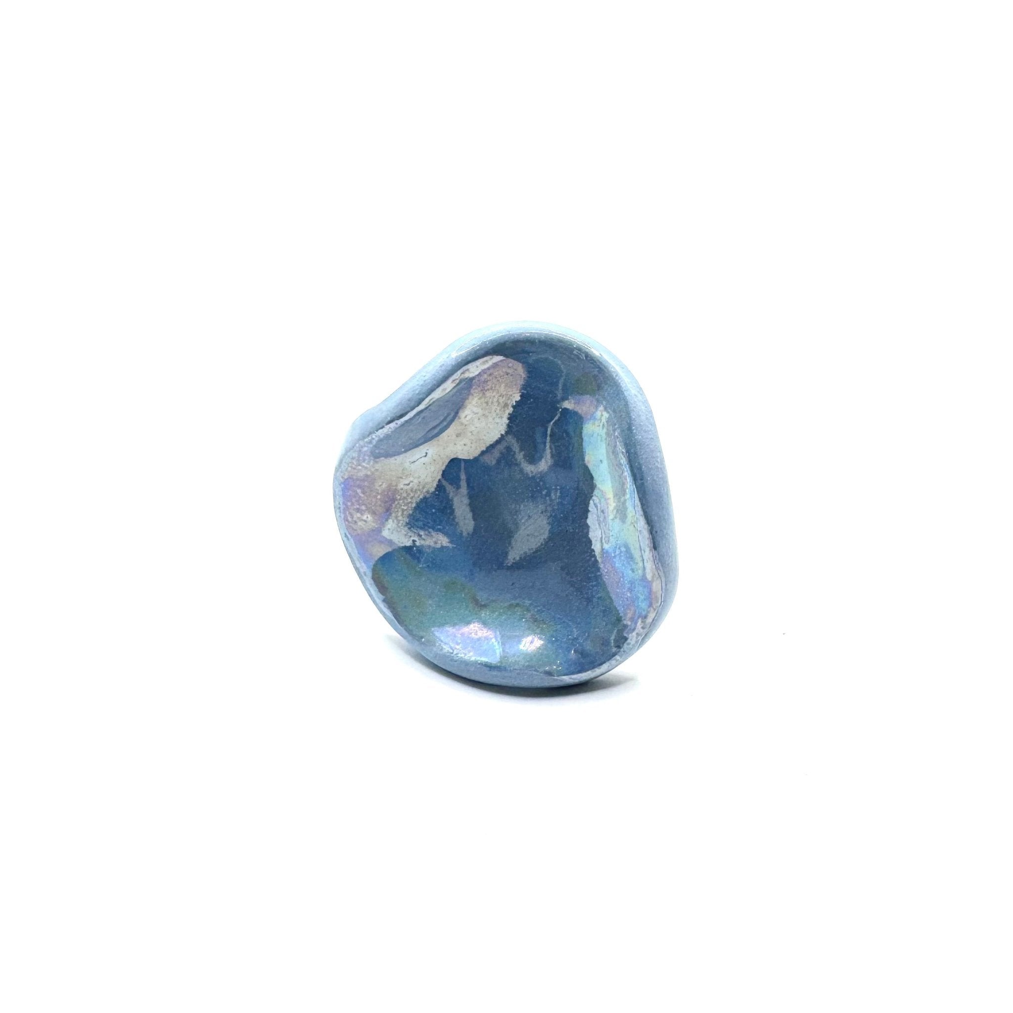 Perla | Handcrafted pearl light blue ceramic ring